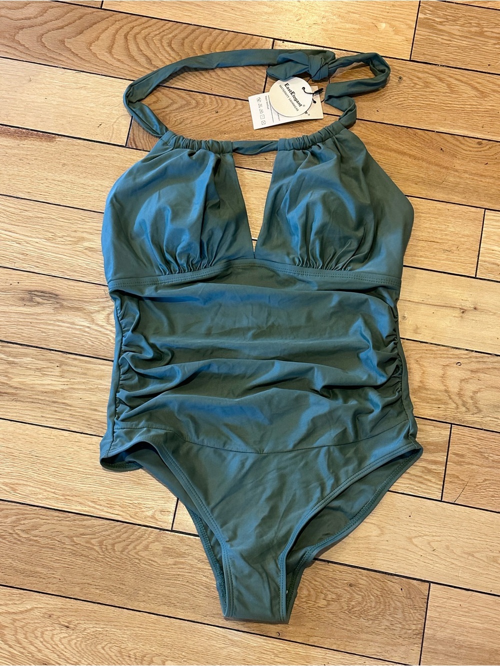 Maternity Olive Green Halter One-Piece Swimsuit